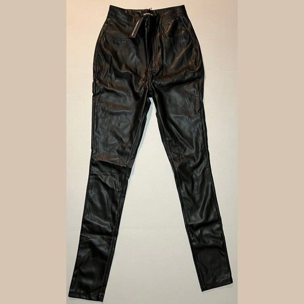 Black Button Up Faux Leather Skinny Pants Size 4